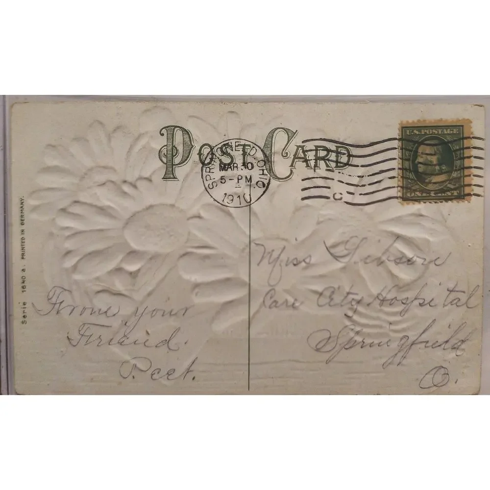 Lot Of Four Vintage Antique Embossed Postcards Flowers Birthday Boats